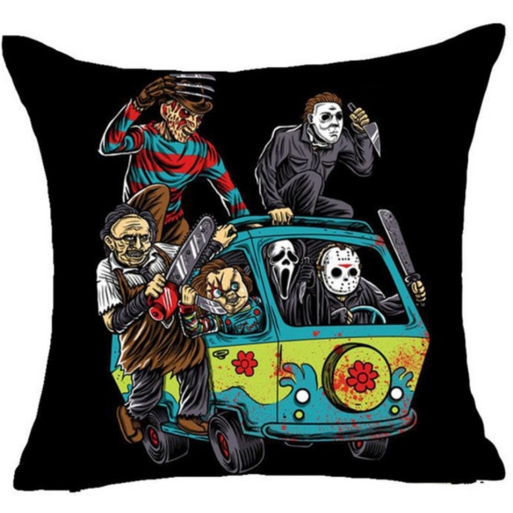 NWOT Horror Cushion Cover - Chucky Freddy Jason serial killers Halloween